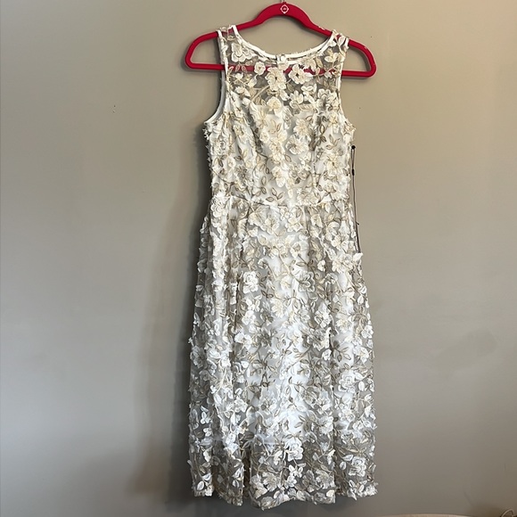 Adrianna Papell Floral Embroidered Crew Neck Fit and Flare Dress - Picture 10 of 17